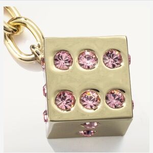 Pink LV Dice with Gold keychain made with Swarovski Crystals